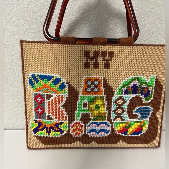 Vintage My Bag Needlepoint Handbag Tote - Picture 5 of 12